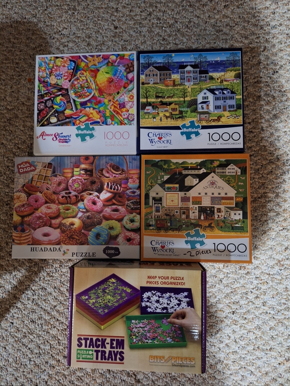 Assorted 1000-Piece Jigsaw Puzzle Bundle - Colorful Donuts & Scenes